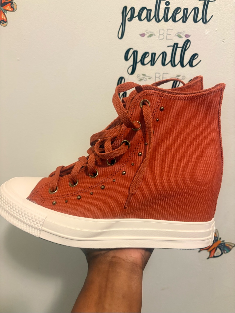 Converse High Top Sneakers in Bright Orange Canvas - Picture 3 of 5